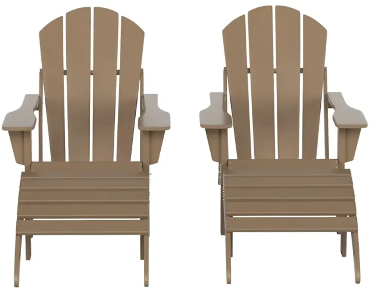 WestinTrends 4-Piece Folding Adirondack Chair With Footrest Ottoman Set