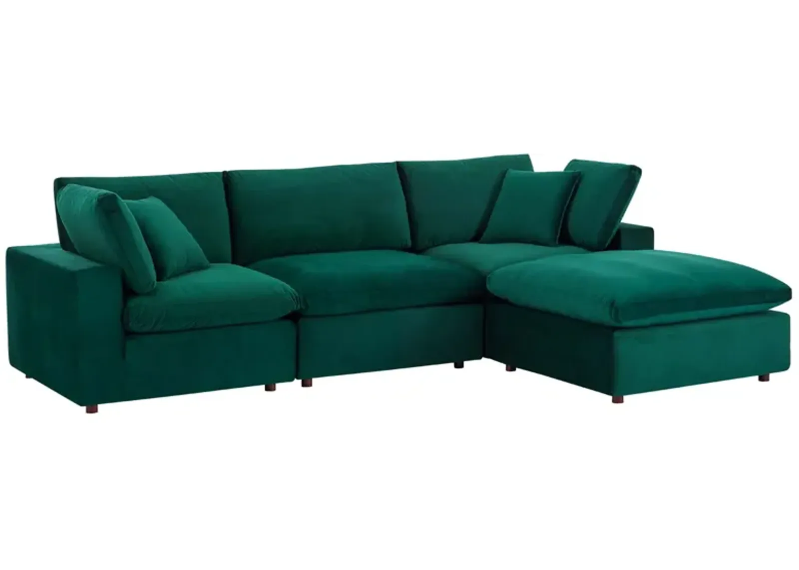 Commix Down Filled Overstuffed Performance Velvet 4-Piece Sectional Sofa