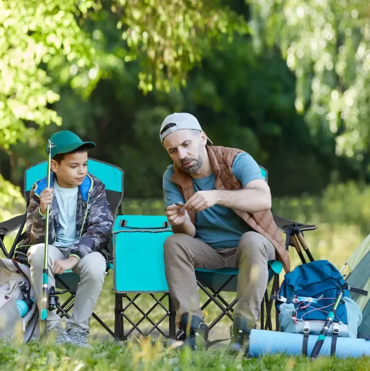 Portable Folding Camping Canopy Chairs with Cup Holder