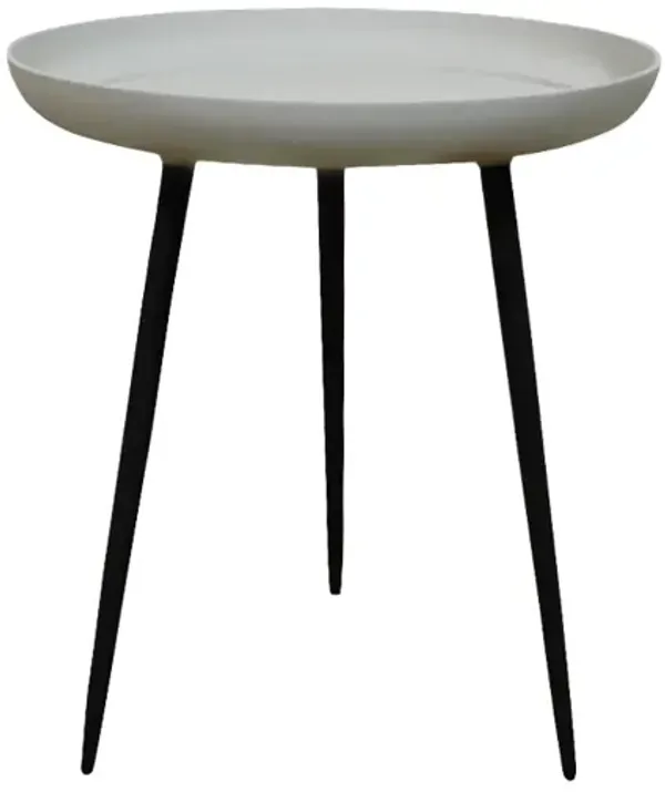 Handmade Aluminium And Iron Round Tray Ivory Color Side Table