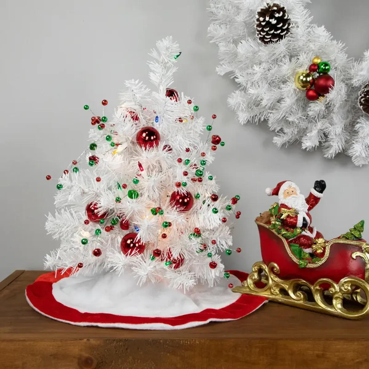 18" Pre-Lit Snow White Artificial Christmas Tree  Multi Lights