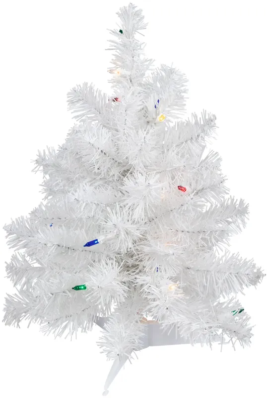 18" Pre-Lit Snow White Artificial Christmas Tree  Multi Lights