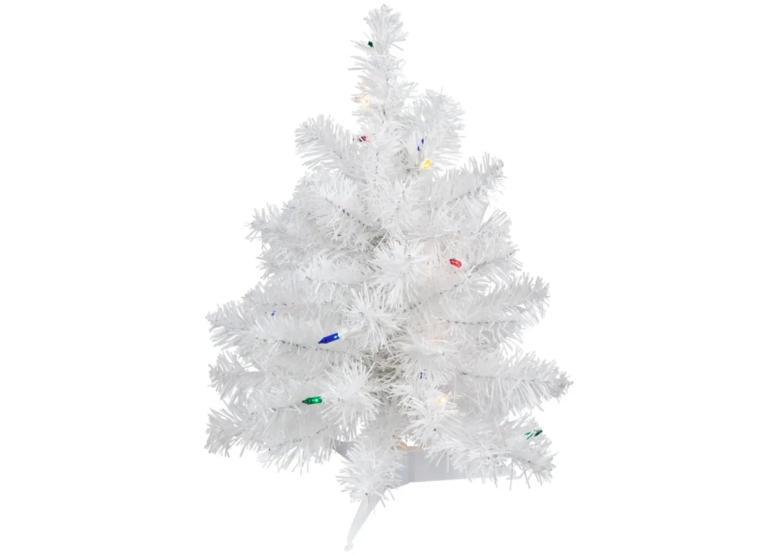 18" Pre-Lit Snow White Artificial Christmas Tree  Multi Lights