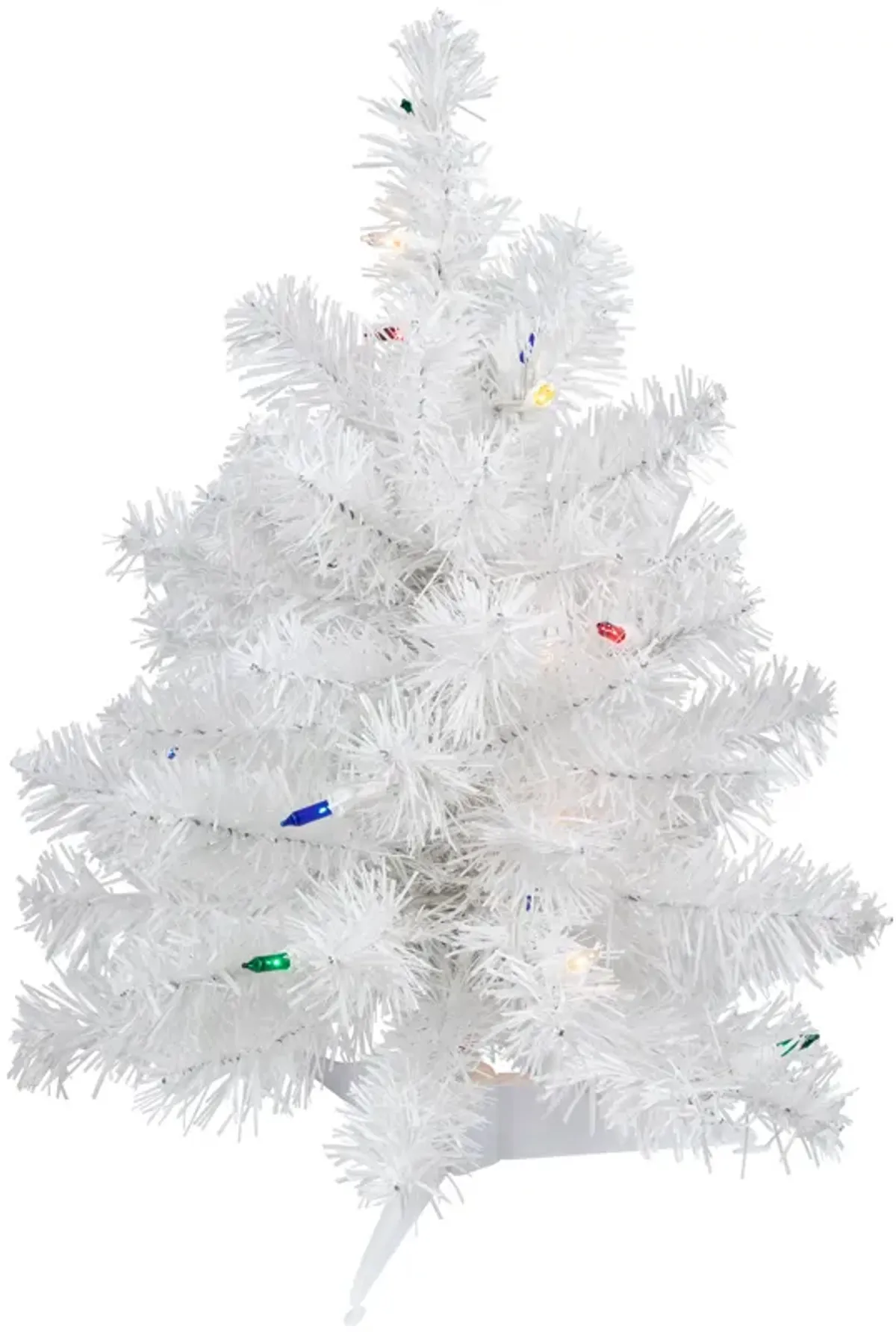 18" Pre-Lit Snow White Artificial Christmas Tree  Multi Lights