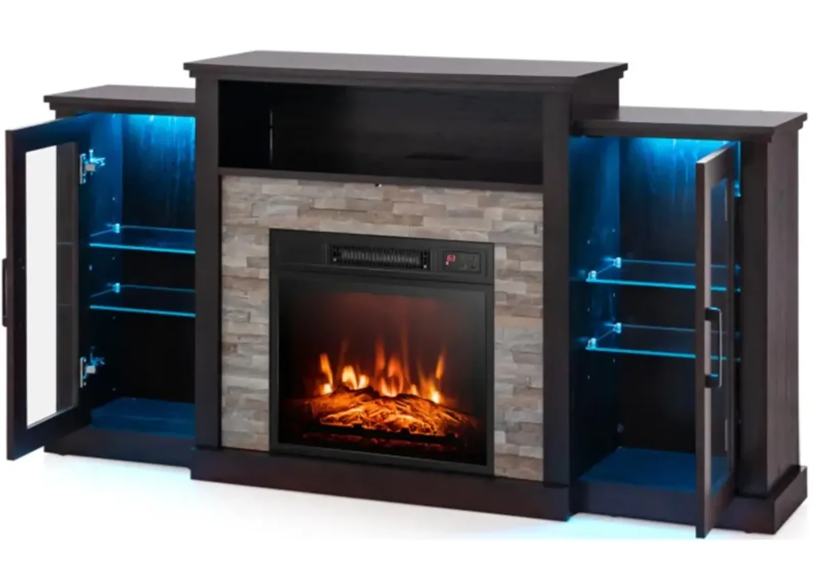 Hivvago Fireplace TV Stand with 16-Color Led Lights for TVs up to 65 Inch