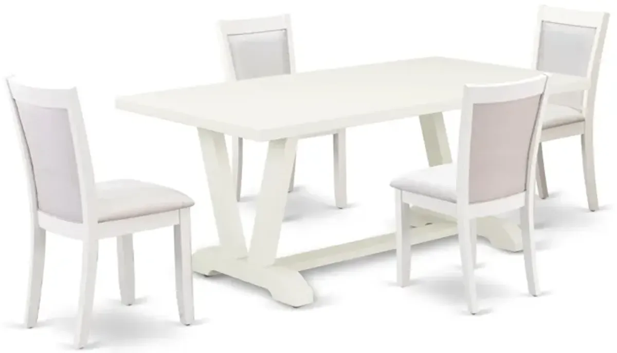 East West Furniture V027MZ001-5 5Pc Dinette Set - Rectangular Table and 4 Parson Chairs - Multi-Color Color