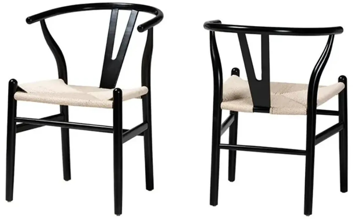 Baxton Studio Paxton Modern Black Finished Wood 2-Piece Dining Chair Set