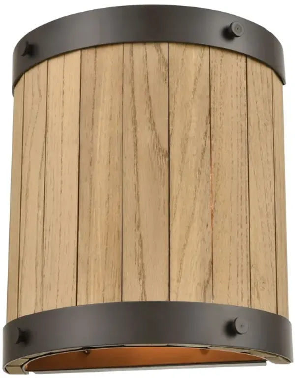 Wooden Barrel 2-Light Sconce