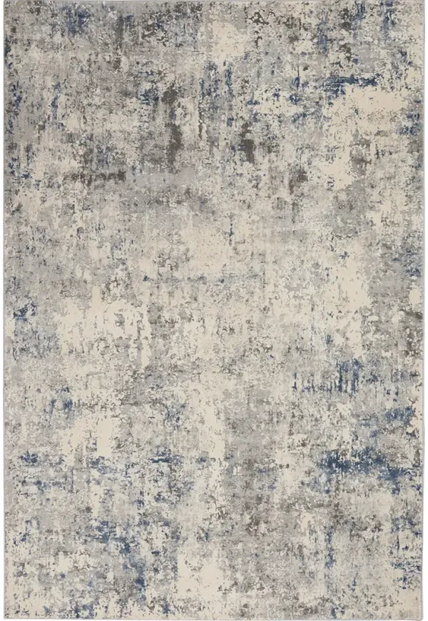 Rustic Textures RUS07 Ivory/Gray/Blue 6' x 9' Rug