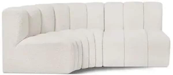 Meridian Furniture Arc Cream Boucle Fabric Modular Sofa