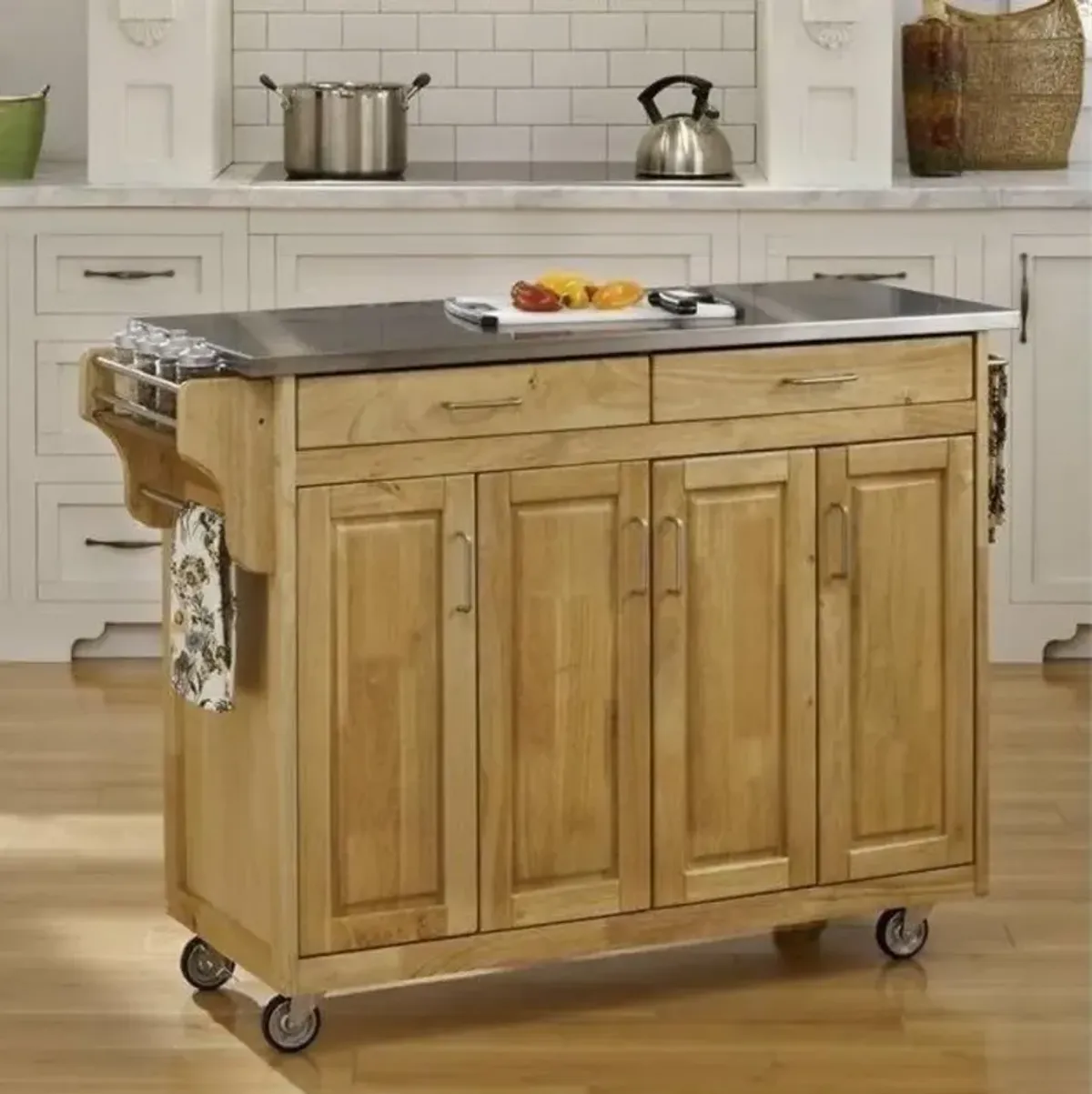 Kitchen Cart Island with Casters for Versatile Storage and Easy Mobility in the Kitchen
