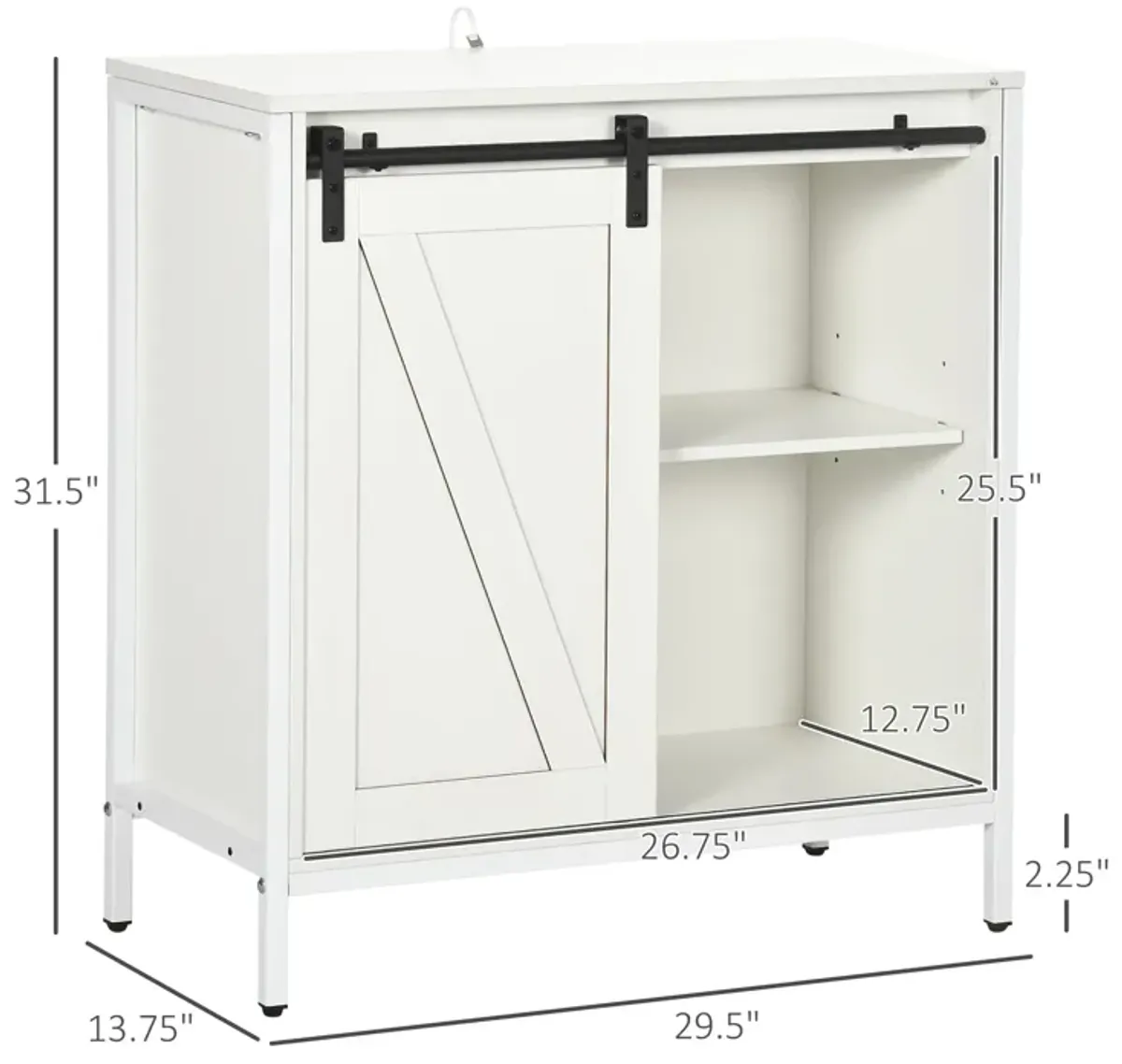 White Kitchen Cabinet: Farmhouse Sideboard with Sliding Barn Door