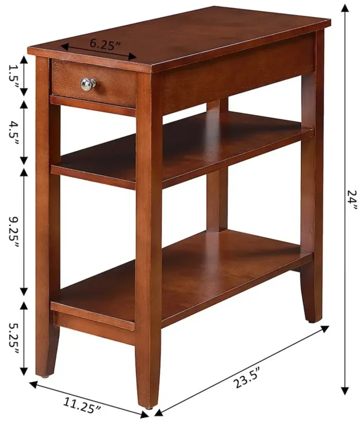 Convience Concept, Inc. American Heritage 1 Drawer Chairside End Table with Shelves