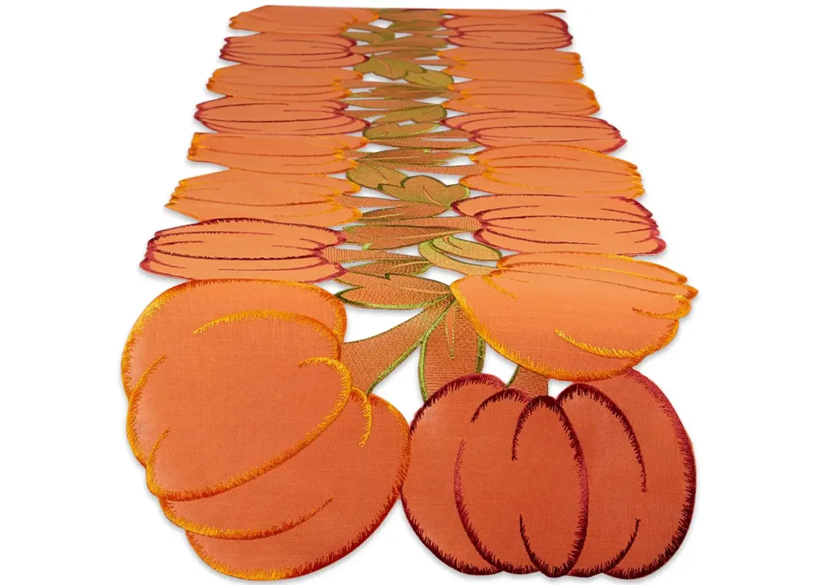 108" Orange Embroidered Pumpkins Table Runner