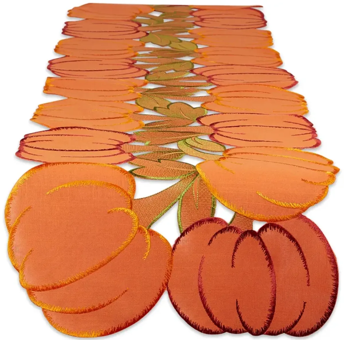 108" Orange Embroidered Pumpkins Table Runner