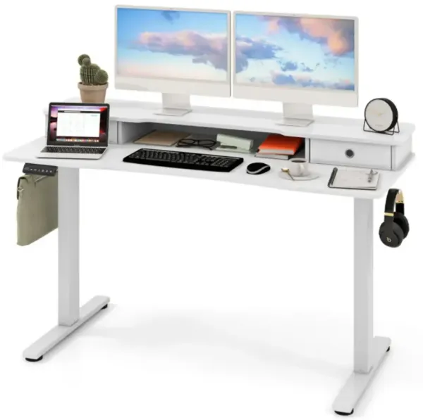 Modern Electric Standing Desk with 2 Storage Drawers – Adjustable Sit Stand Workstation