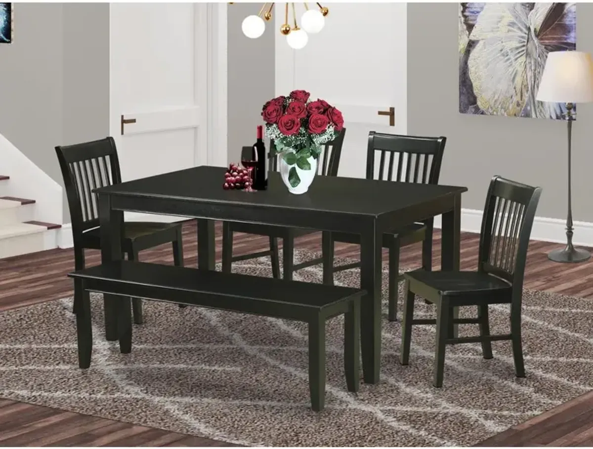 East West Furniture 6  PC  Dining  room  set-  Dining  Table  and  4  Dining  Chairs  and  also  Bench