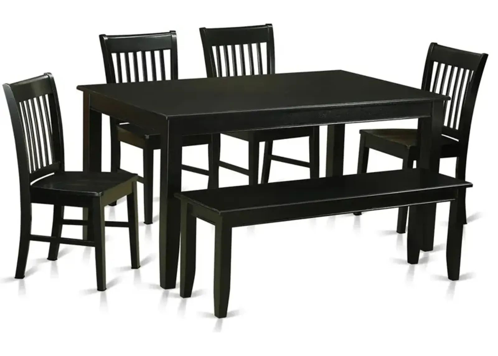 East West Furniture 6  PC  Dining  room  set-  Dining  Table  and  4  Dining  Chairs  and  also  Bench