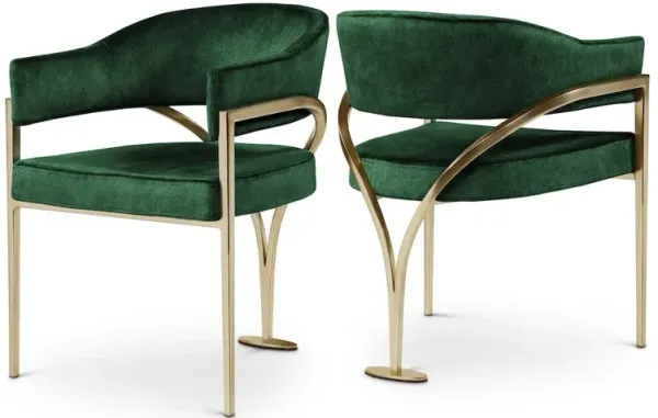 Meridian Furniture Madelyn Green Velvet Dining Chair, Set of 2