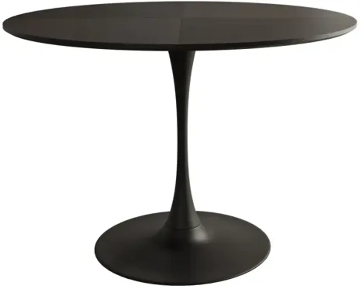 Modern Round Dining Table with Patchwork Tabletops and Metal Base