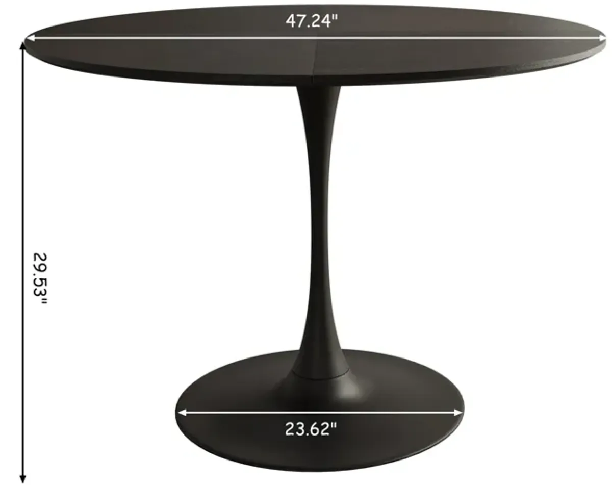 Modern Round Dining Table with Patchwork Tabletops and Metal Base