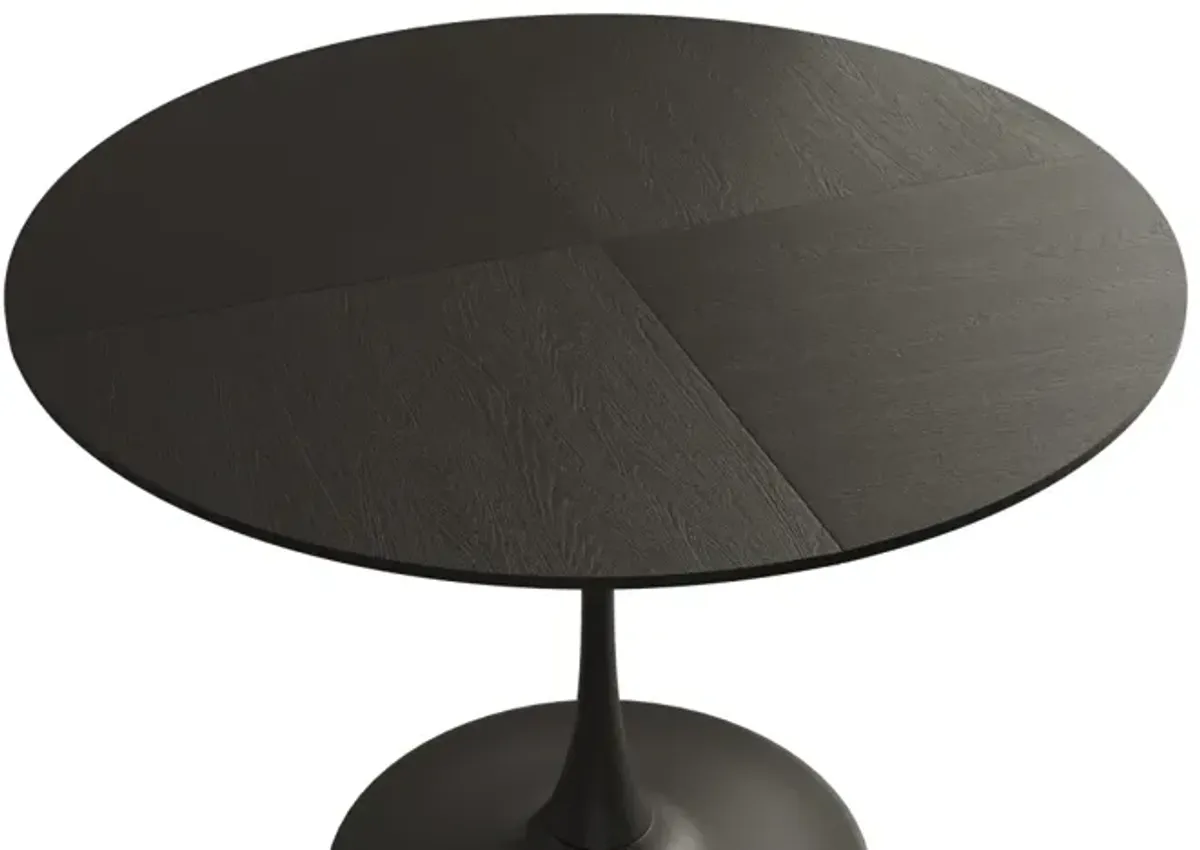 Modern Round Dining Table with Patchwork Tabletops and Metal Base