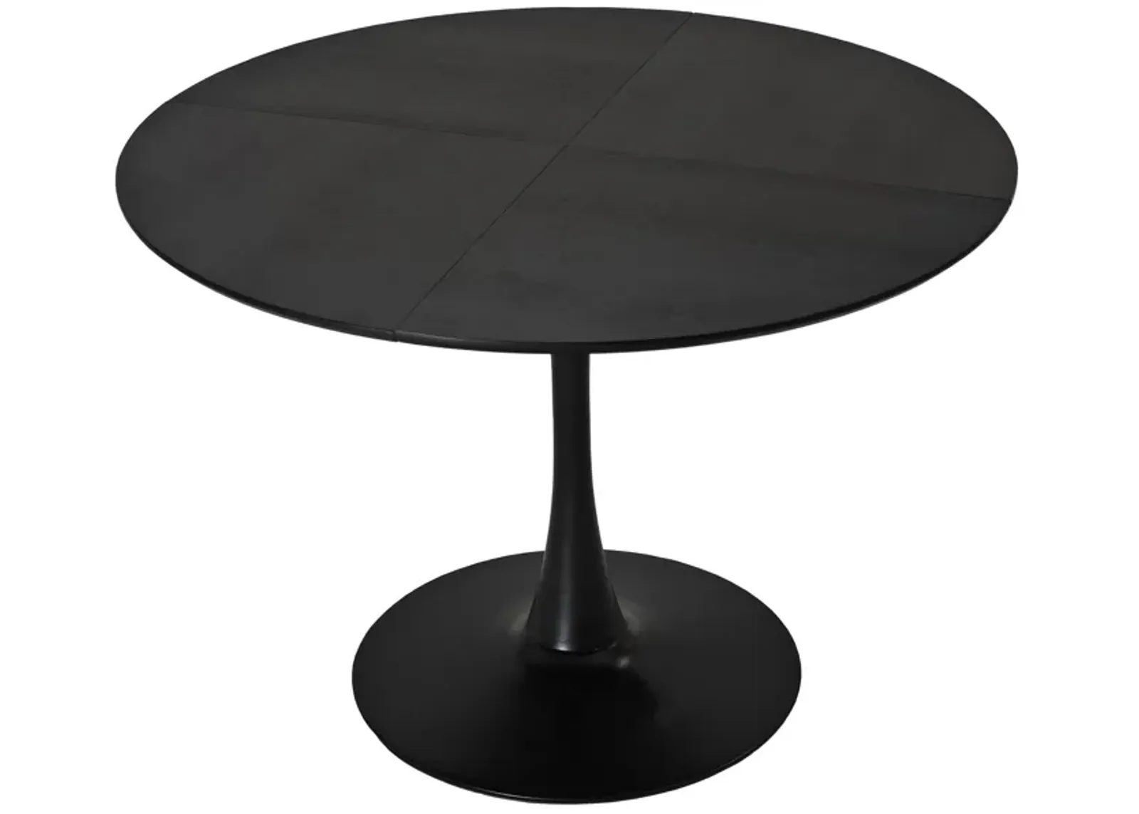 Modern Round Dining Table with Patchwork Tabletops and Metal Base