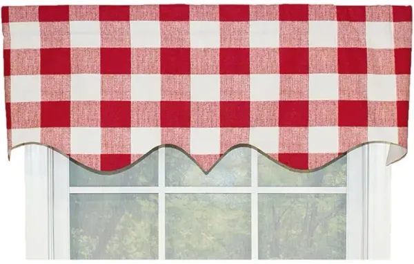 Grande Check Regal Style 3" Rod Pocket Valance 50" x 17" Red by RLF Home
