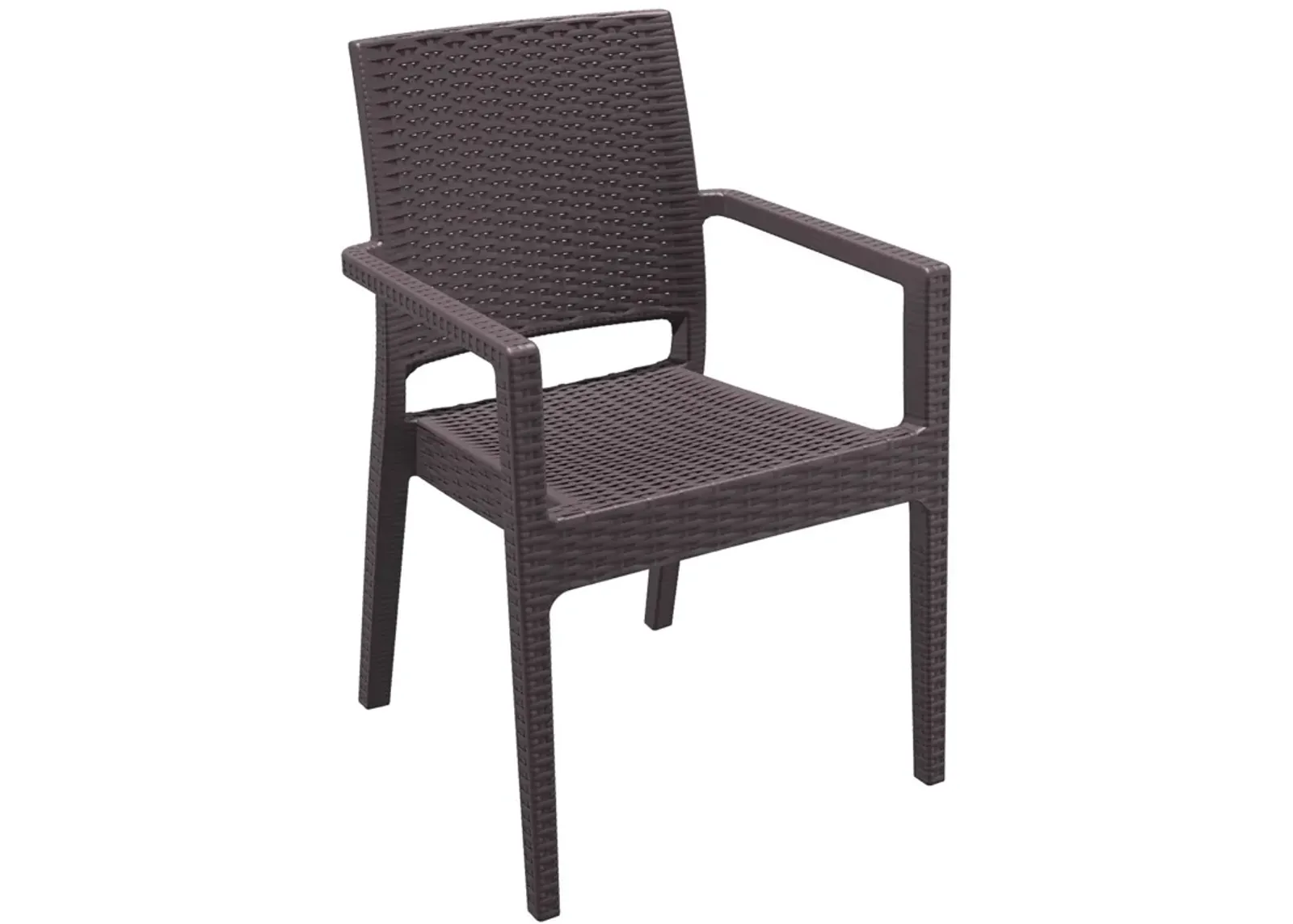 34" Gray Wickerlook Patio Stackable Dining Chair