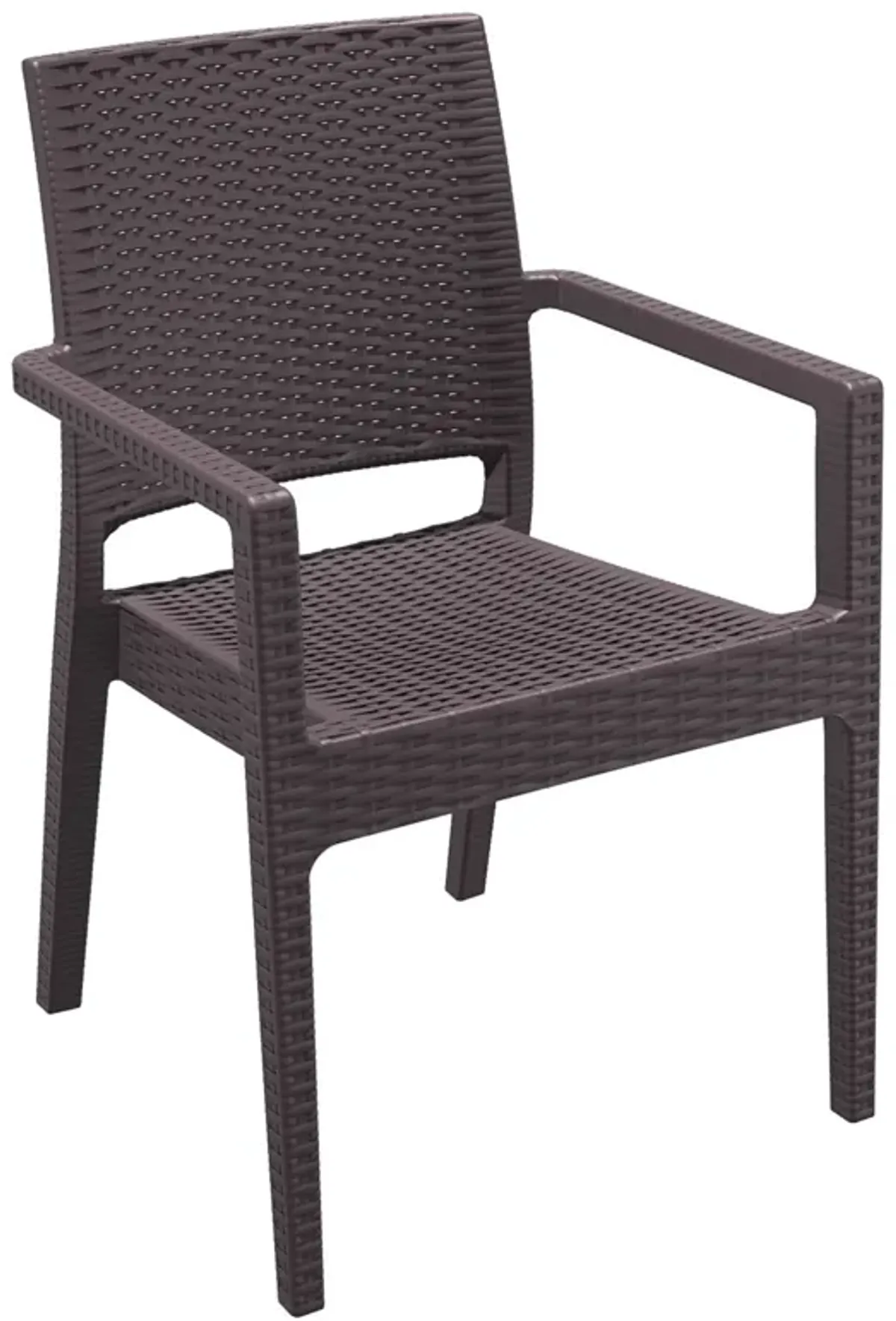 34" Gray Wickerlook Patio Stackable Dining Chair