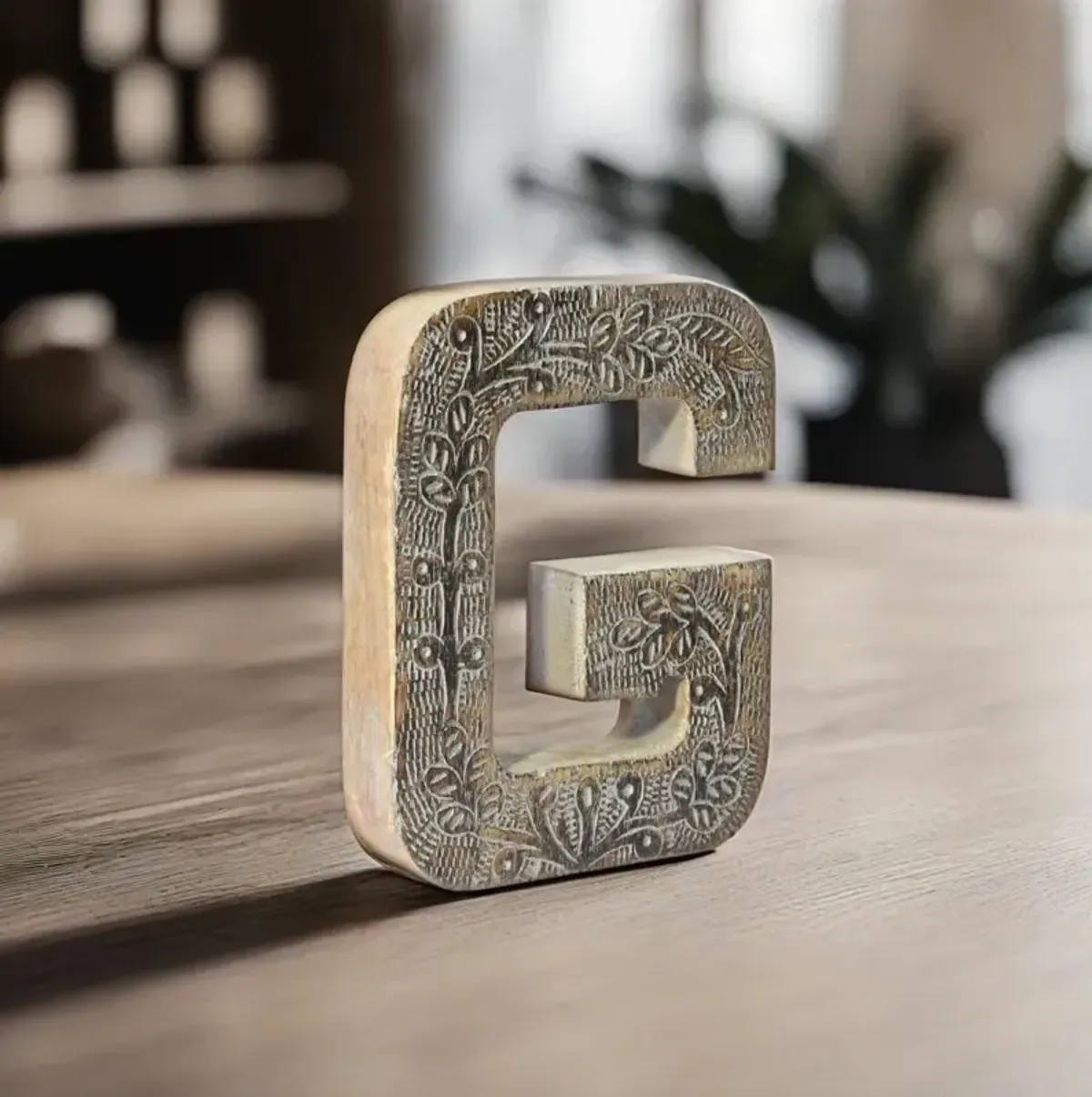 Vintage Gray Handmade Eco-Friendly "G" Alphabet Letter Block For Wall Mount & Table Top D�cor