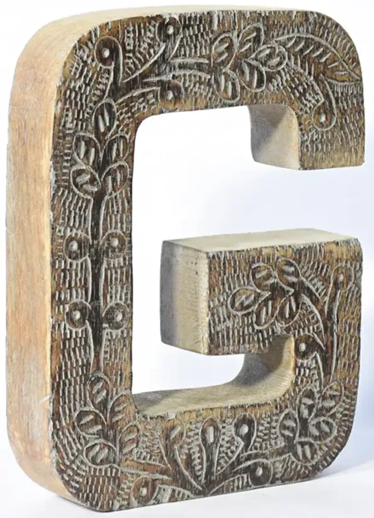 Vintage Gray Handmade Eco-Friendly "G" Alphabet Letter Block For Wall Mount & Table Top D�cor