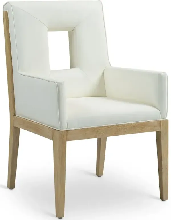 Meridian Furniture Gwendolyn Cream Vegan Leather Dining Arm Chair