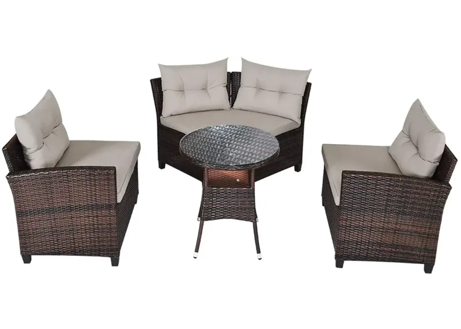 4 Pieces Outdoor Cushioned Rattan Furniture Set