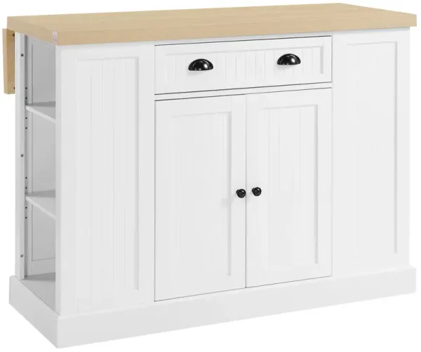 47" Farmhouse Style Kitchen Island Storage Cabinet w/ Drop Leaf Table Countertop
