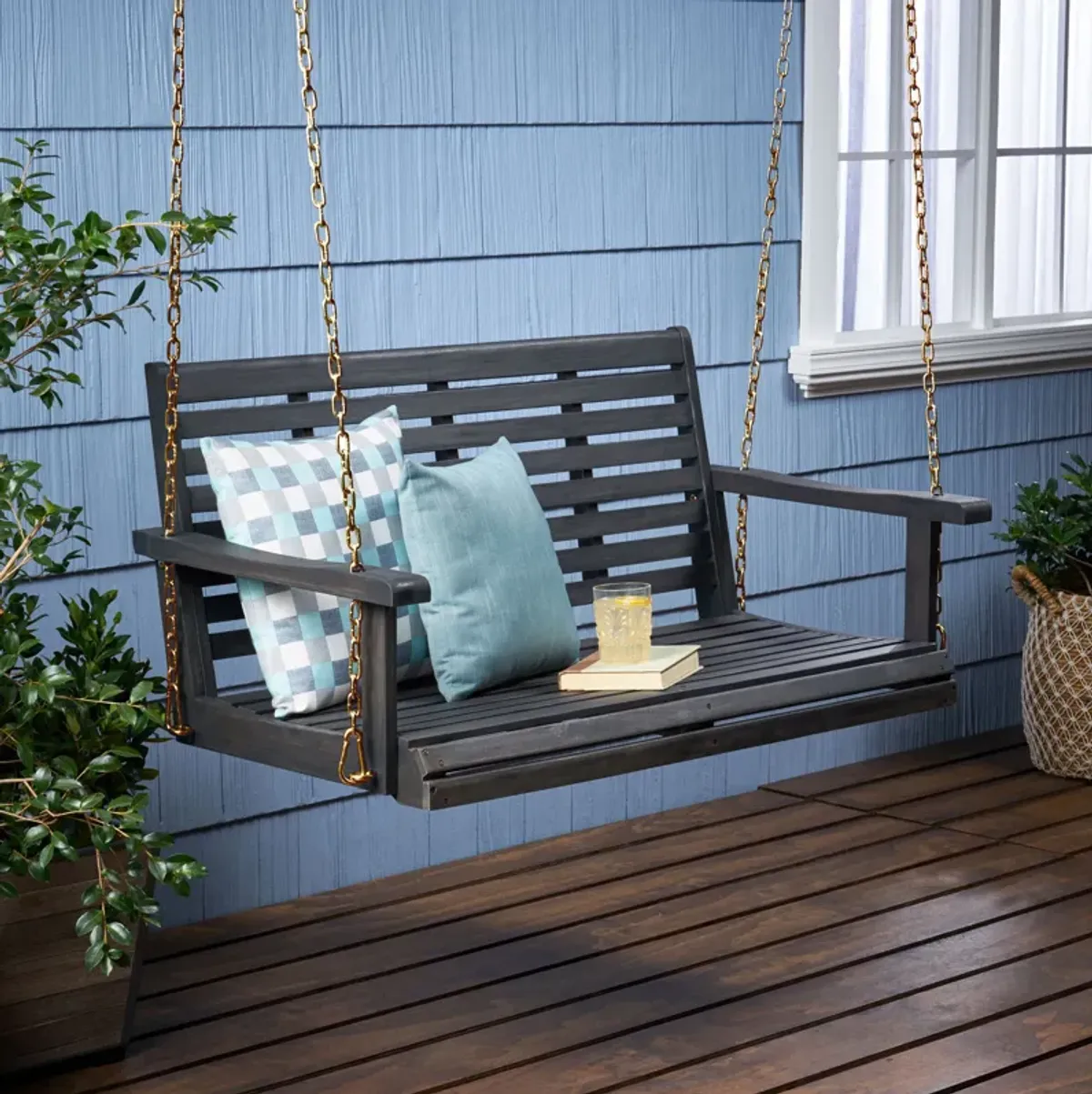 Merax Swing Chair Bench Patio Wooden Porch Swing