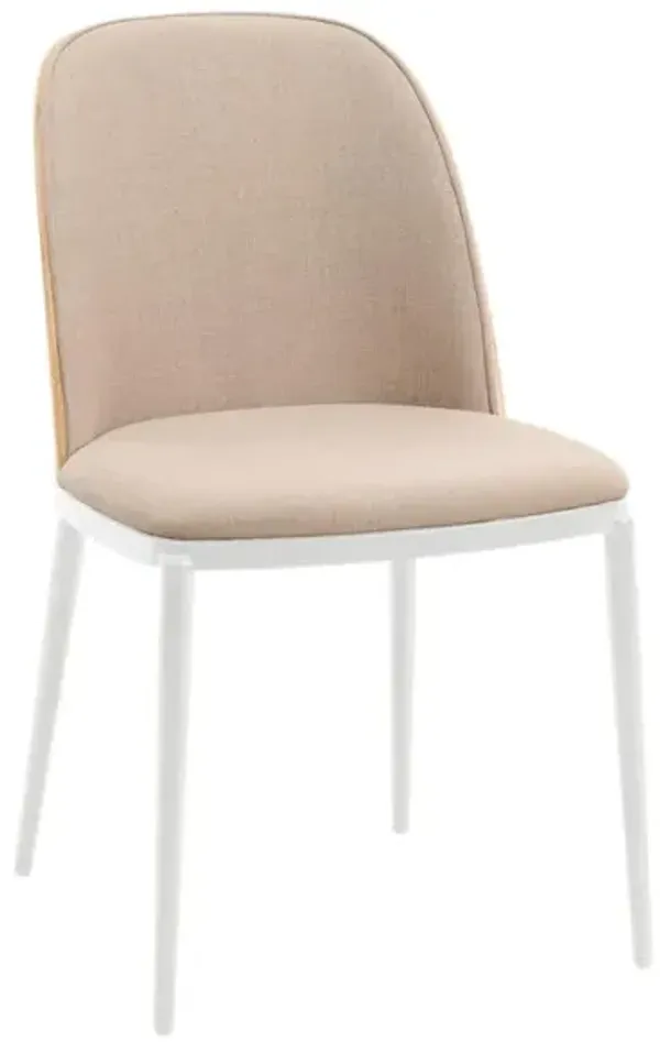 LeisureMod Dining Side Chair with Velvet Seat and White Powder-Coated Steel Frame