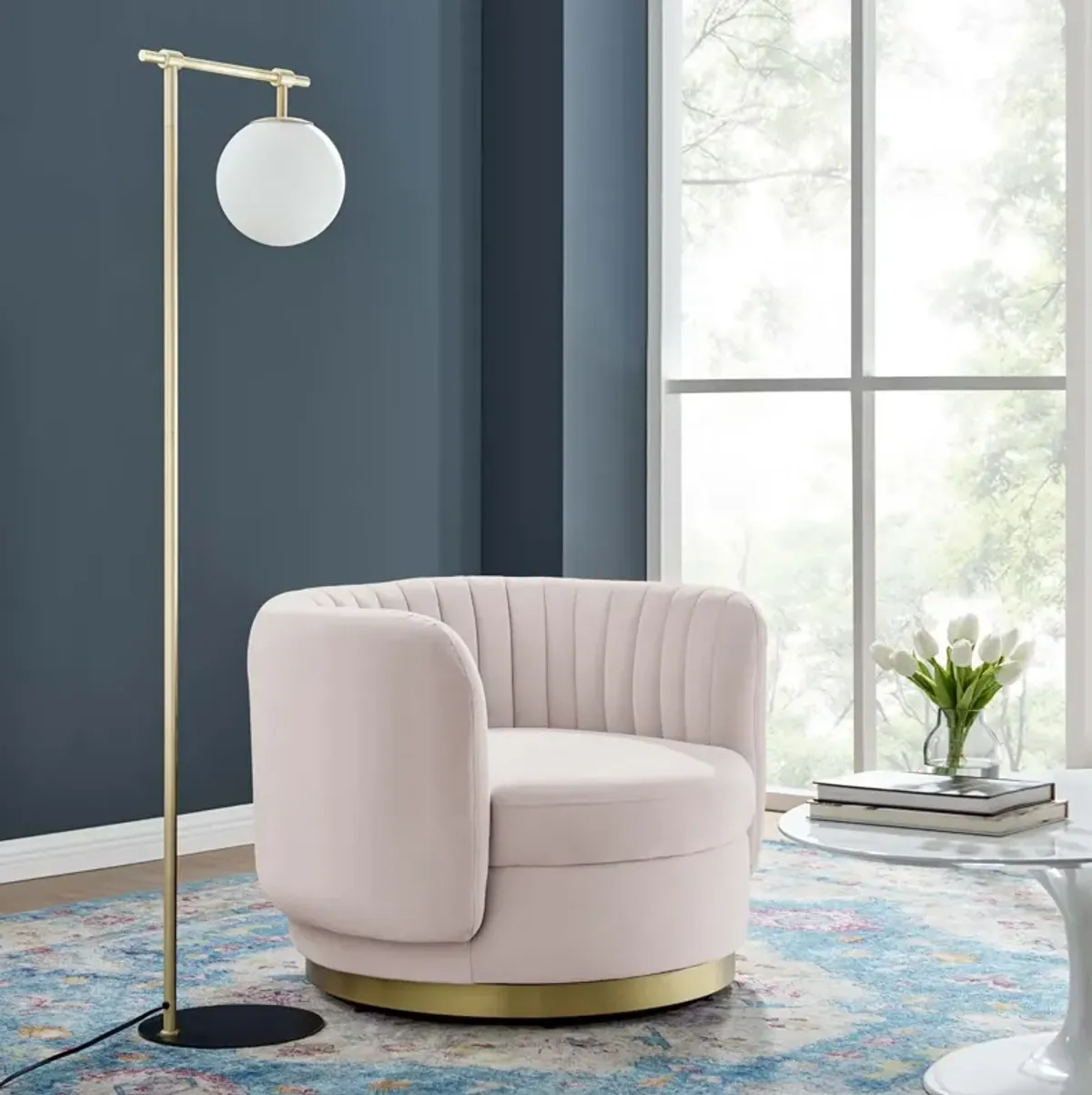 Embrace Tufted Performance Velvet Swivel Chair