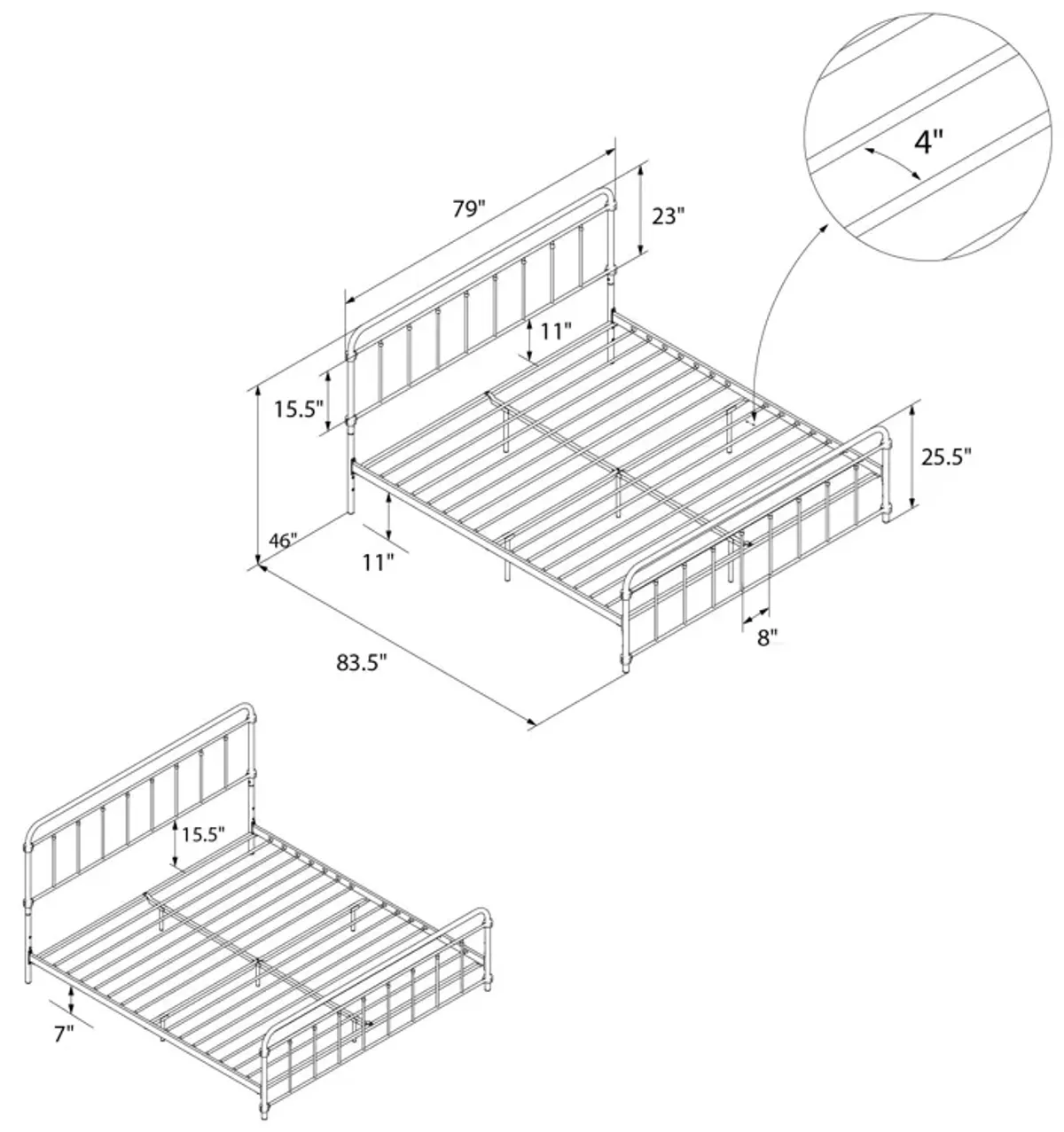 Wyn Metal Black Bed