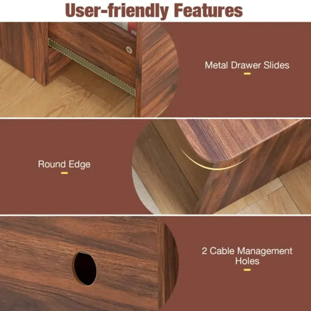 Hivvago L-Shaped Computer Desk with Letter File Drawer