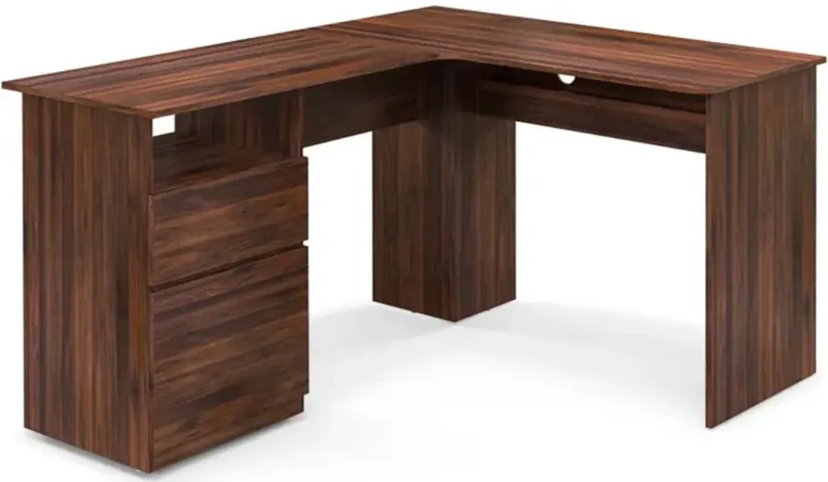 Hivvago L-Shaped Computer Desk with Letter File Drawer