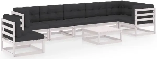 vidaXL 8 Piece Garden Lounge Set with Cushions Solid Pinewood
