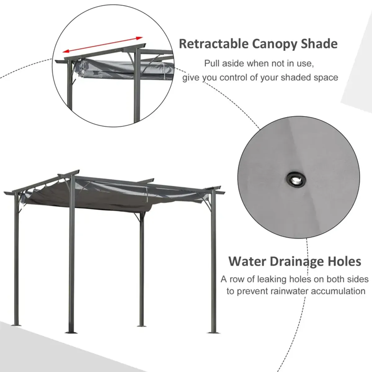 Grey Backyard Shade: 10x10 Retractable Patio Gazebo with UV Protection