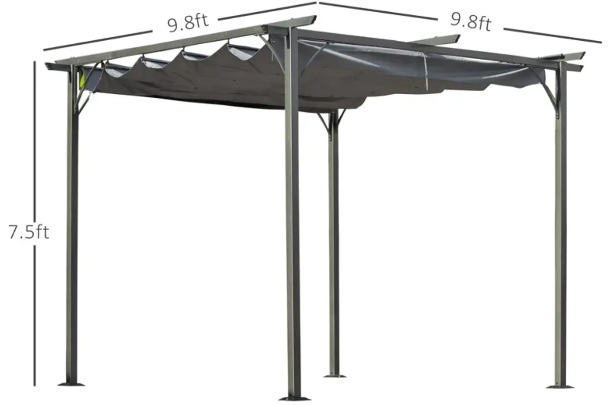 Grey Backyard Shade: 10x10 Retractable Patio Gazebo with UV Protection