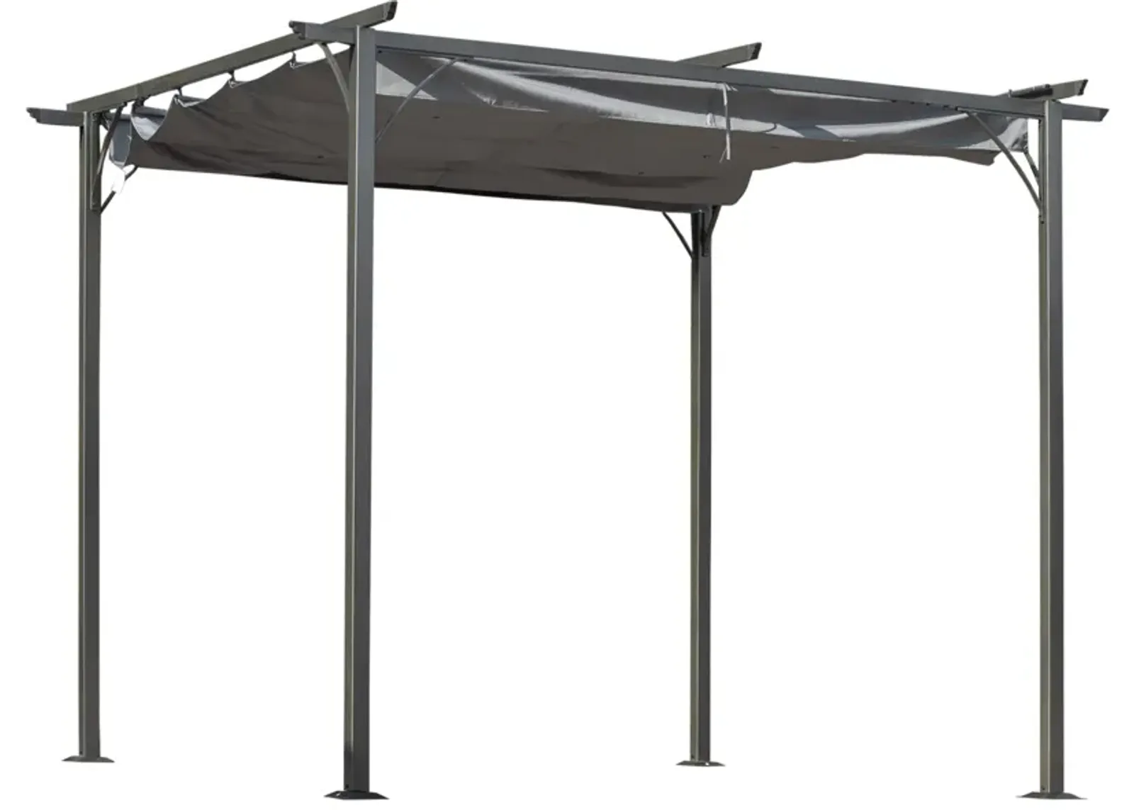 Grey Backyard Shade: 10x10 Retractable Patio Gazebo with UV Protection