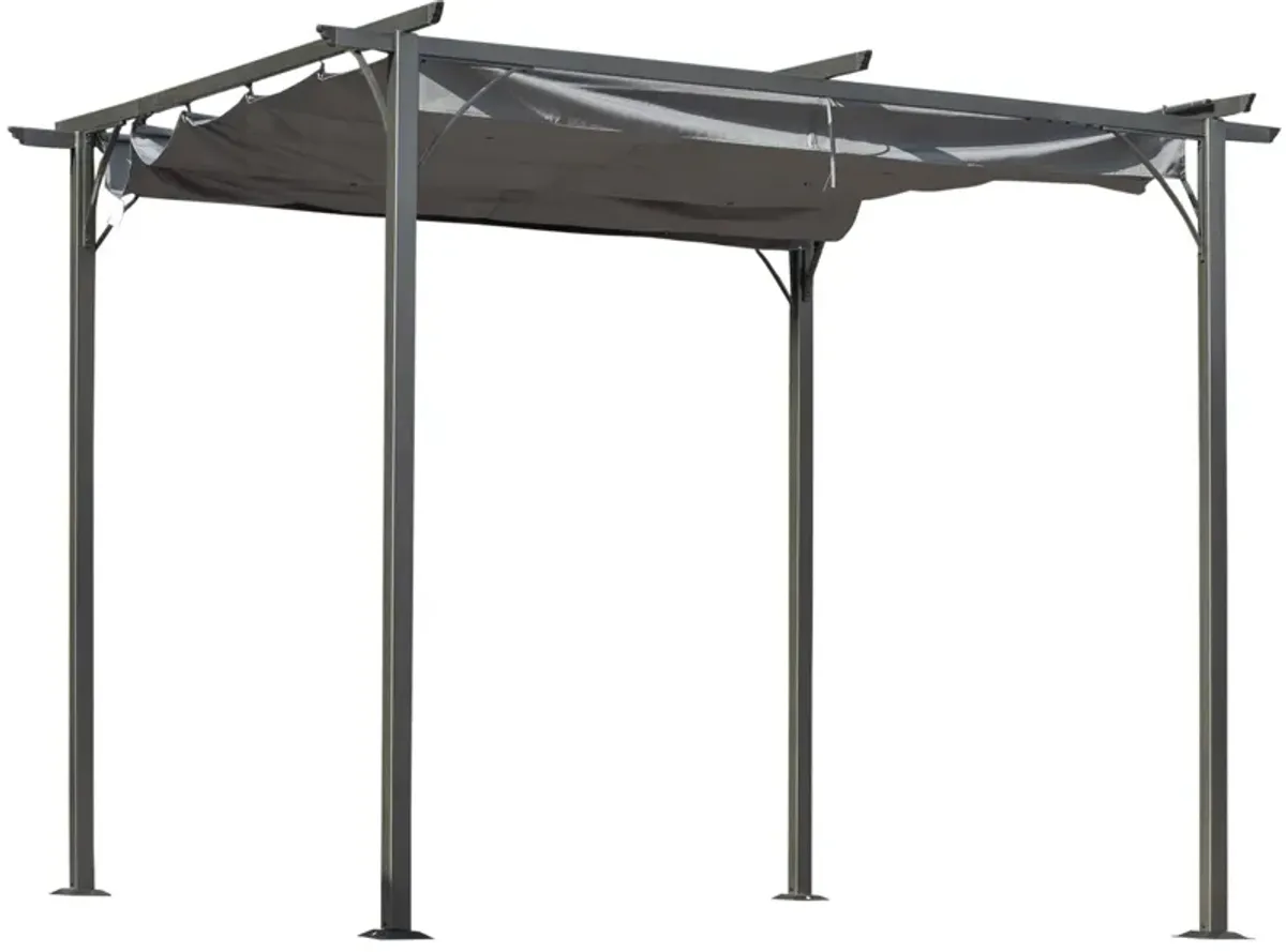 Grey Backyard Shade: 10x10 Retractable Patio Gazebo with UV Protection