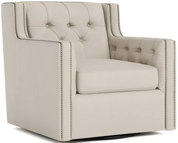 Candace Leather Swivel Chair in White