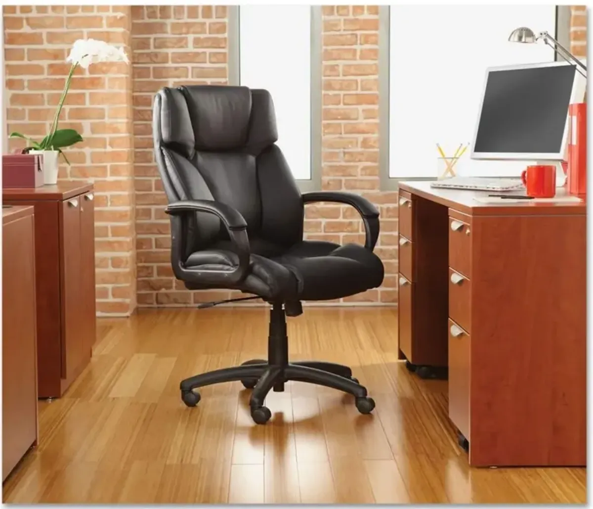 Hivvago High-Back Swivel Tilt Black Soft Touch Leather Office Chair