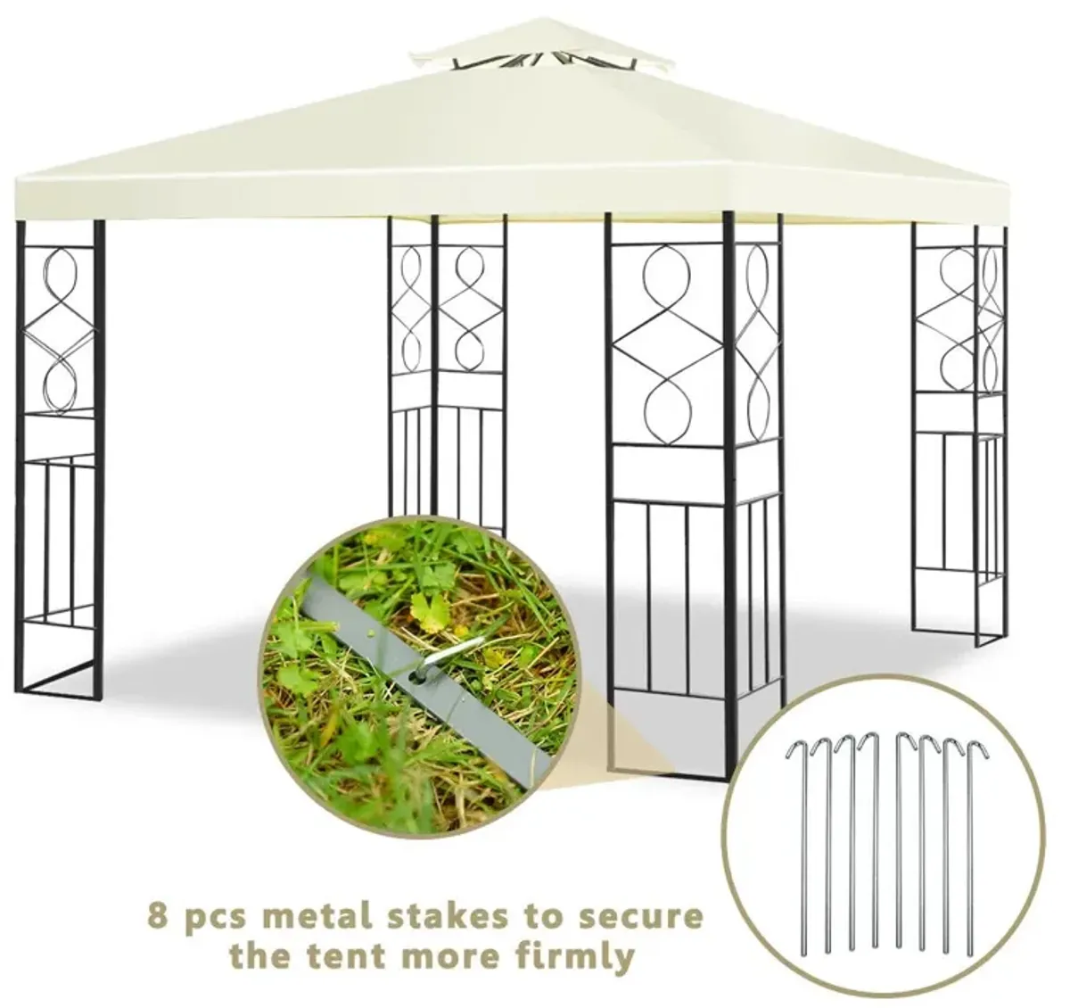 2 Tiers 10 x 10 Feet Patio Gazebo Canopy Tent