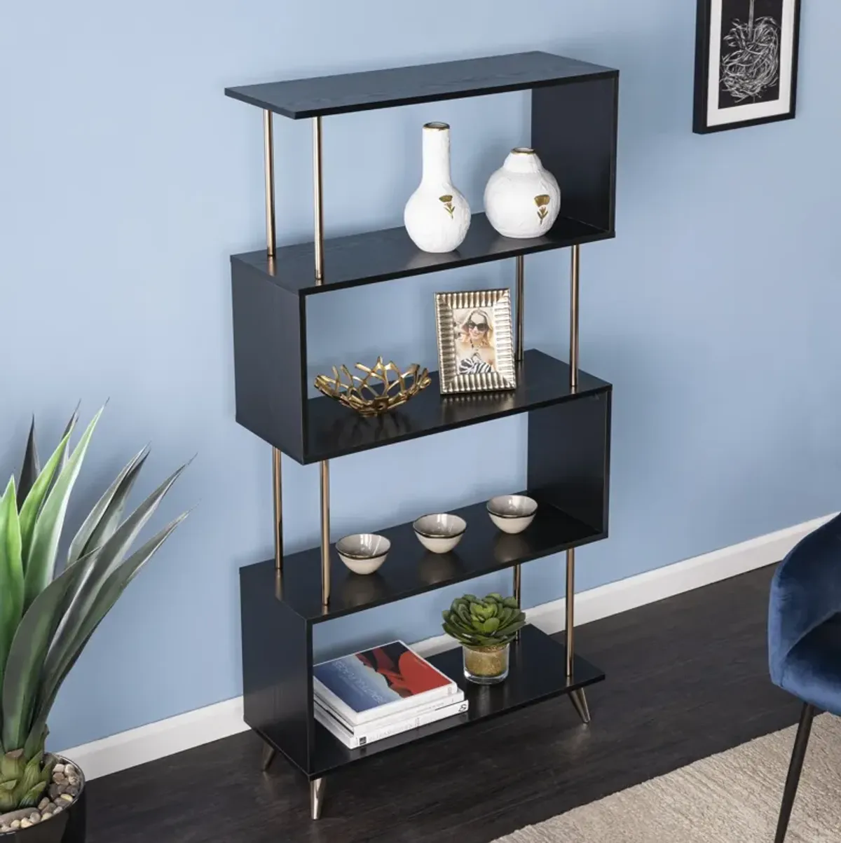 SEI Furniture Beckerman Asymmetrical Etagere - Black